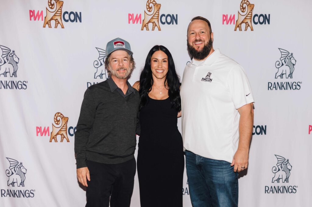 Chris and Jenna Dryer with David Spade for the meet and greet at the PIMCon conference