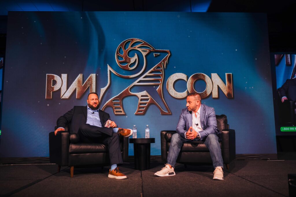 Matthew Dolman founder of Dolman Law and Chris Dreyer owner of Rankings interview session about content marketing and AI for law firms at the PIMCon conference