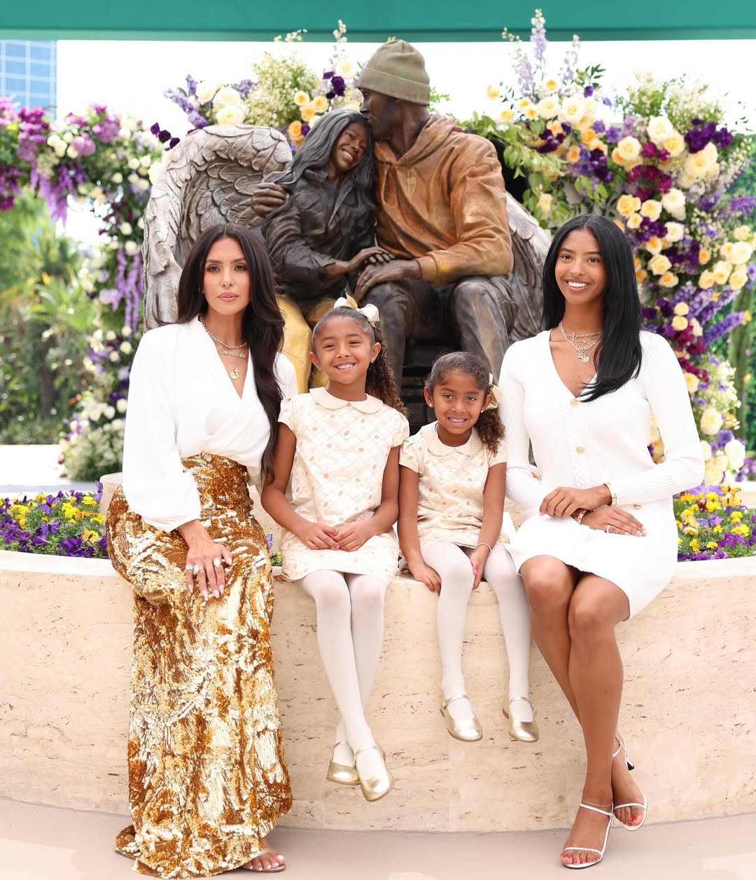 Vanessa Bryant at the statue of Kobe Bryant and their late daughter Gianna