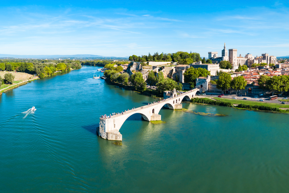 pont,saint,benezet,bridge,and,rhone,river,aerial,panoramic,view