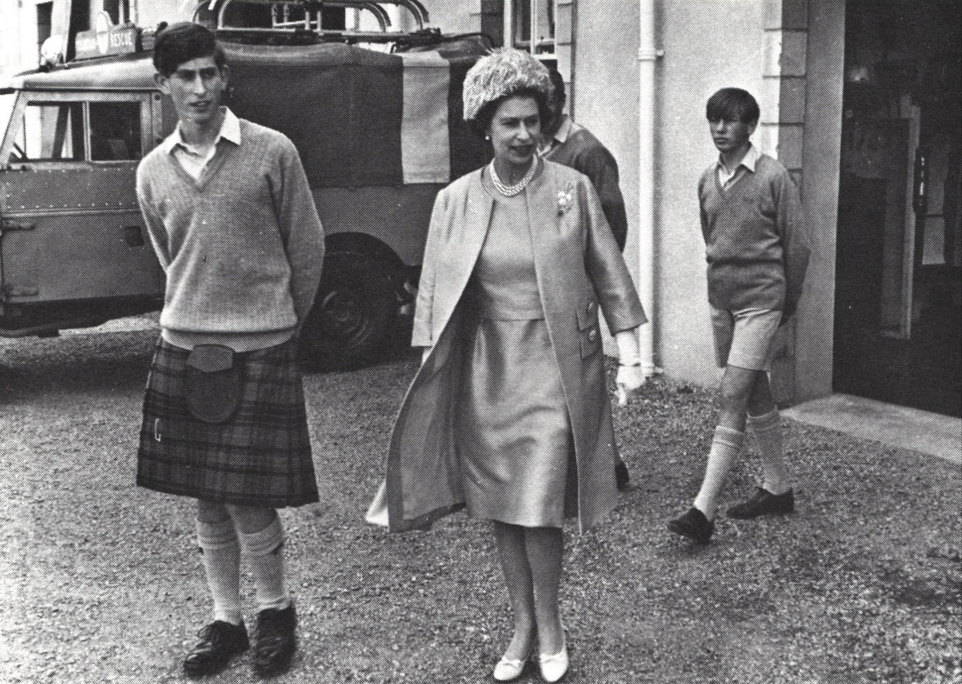 King Charles III and Queen Elizabeth II at Gordonstoun in 1967