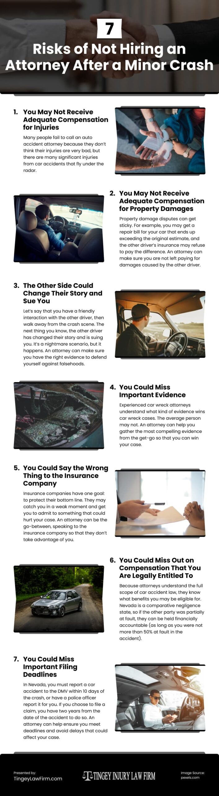 7 Risks of Not Hiring an Attorney After a Minor Crash Infographic